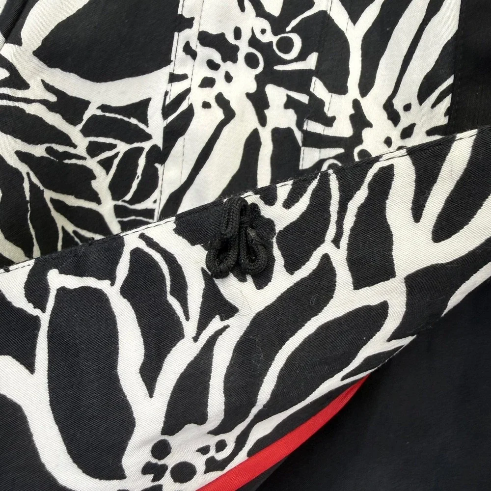 Chicos Womens Black White Floral Open Front Blazer Jacket Size 3 XL Cotton Blend
